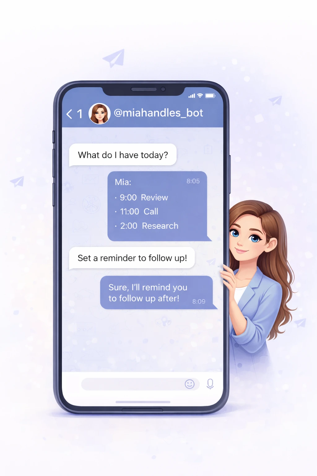 Mia in Telegram chat